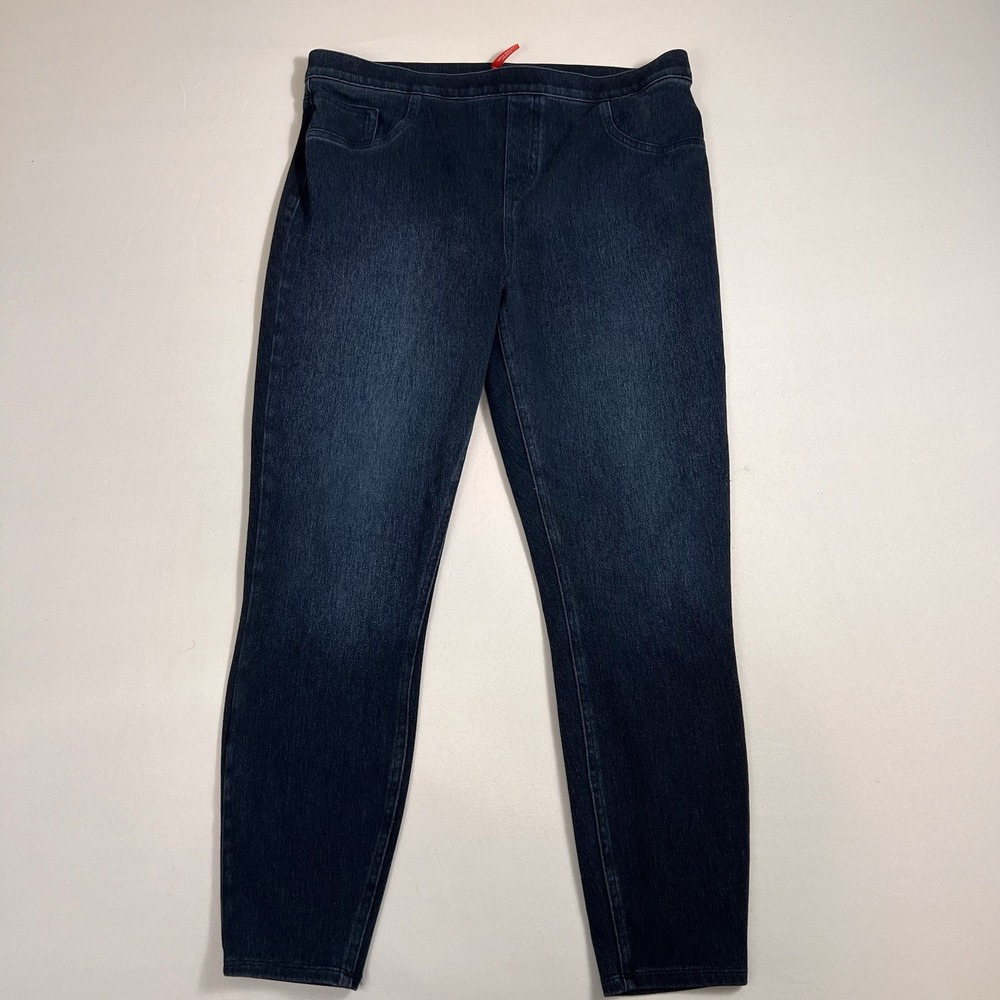 SPANX Pull On Jegging 1X Denim Look‎ Stretch Pants Dark Wash Comfort Casual